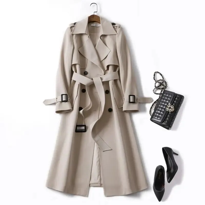 Fashion woman trench coat for women Double breasted lapel Winter long coat for women autumn belt  New outerwear