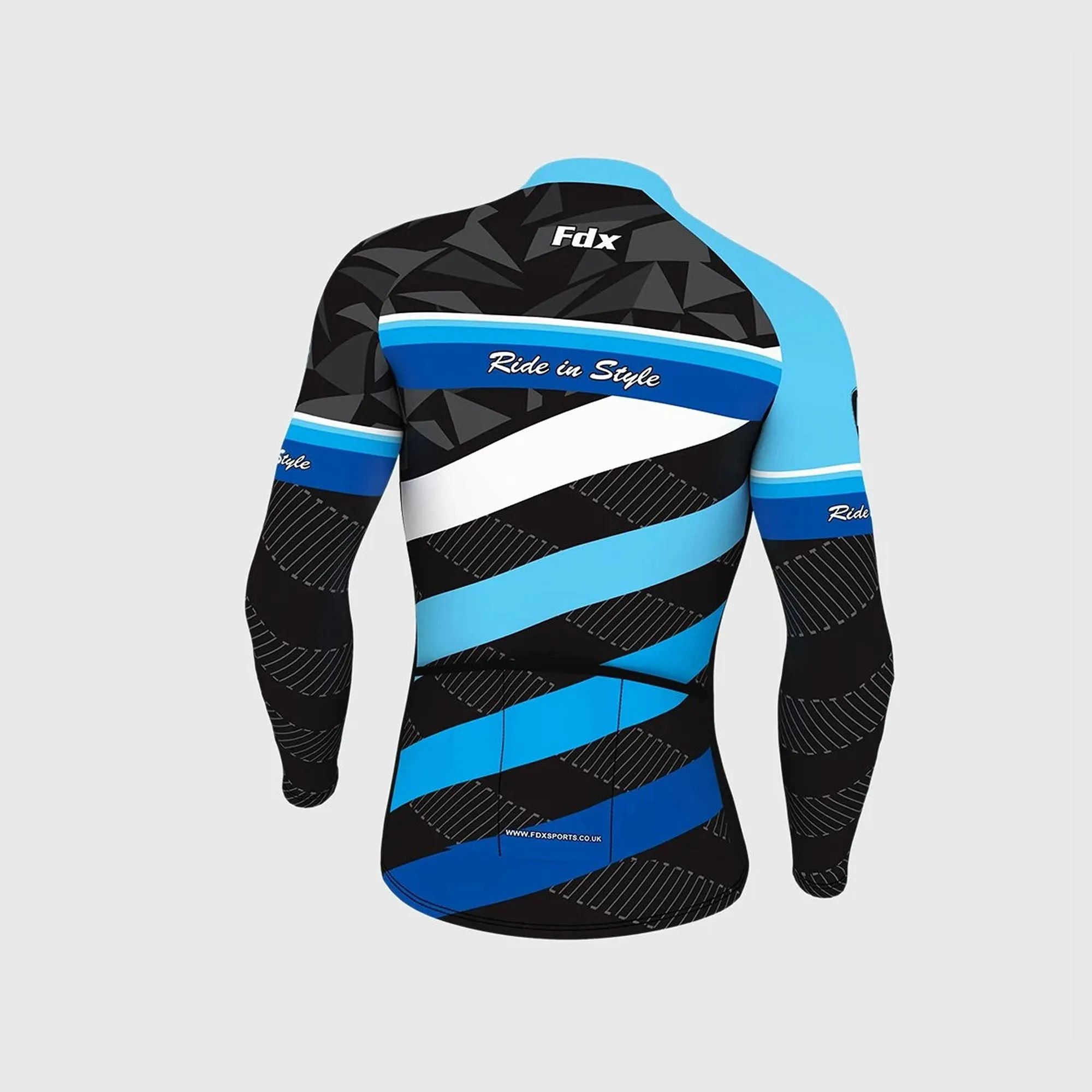 Fdx Men's & Boy's Set Equin Thermal Roubaix Long Sleeve Cycling Jersey & Bib Tights - Blue