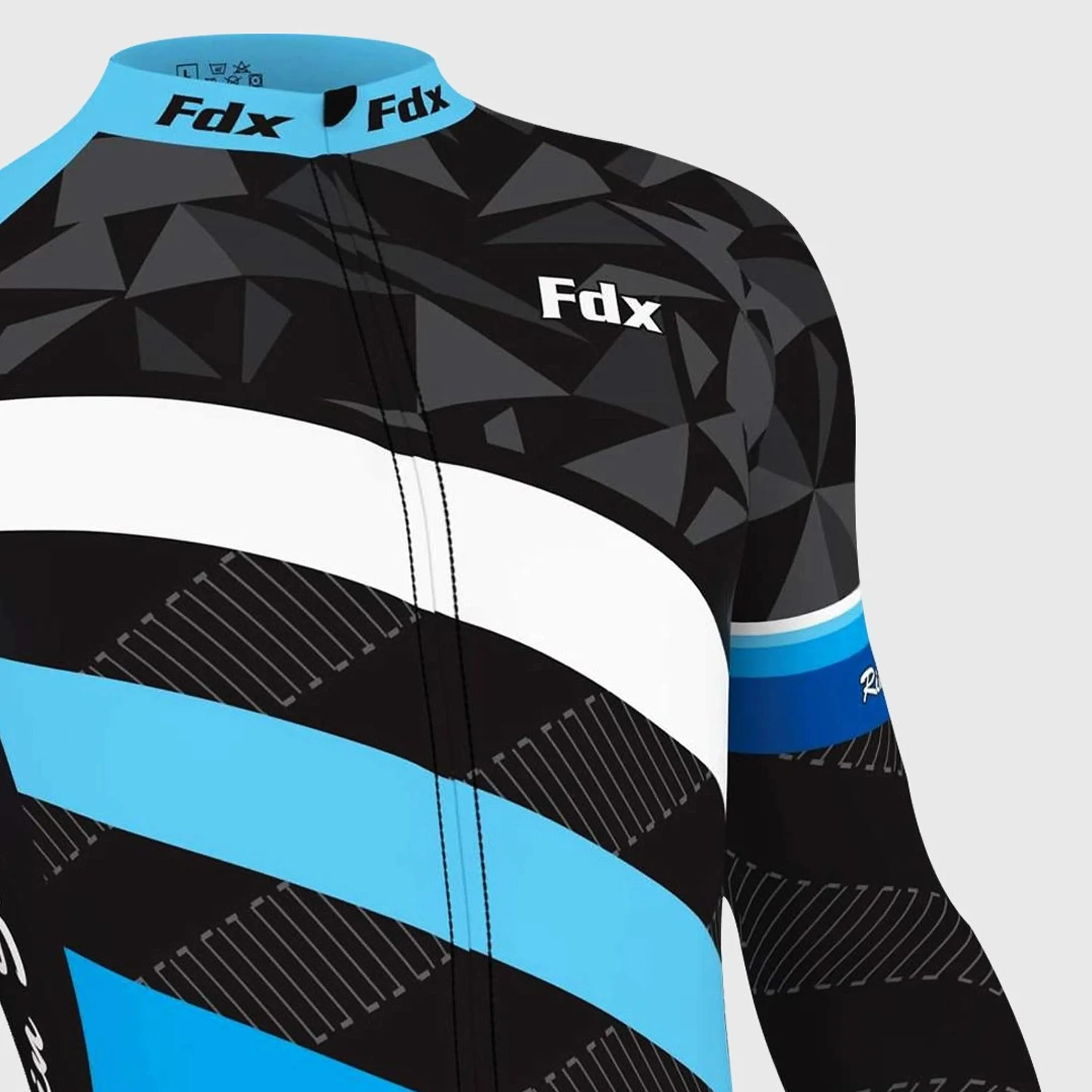 Fdx Men's & Boy's Set Equin Thermal Roubaix Long Sleeve Cycling Jersey & Bib Tights - Blue