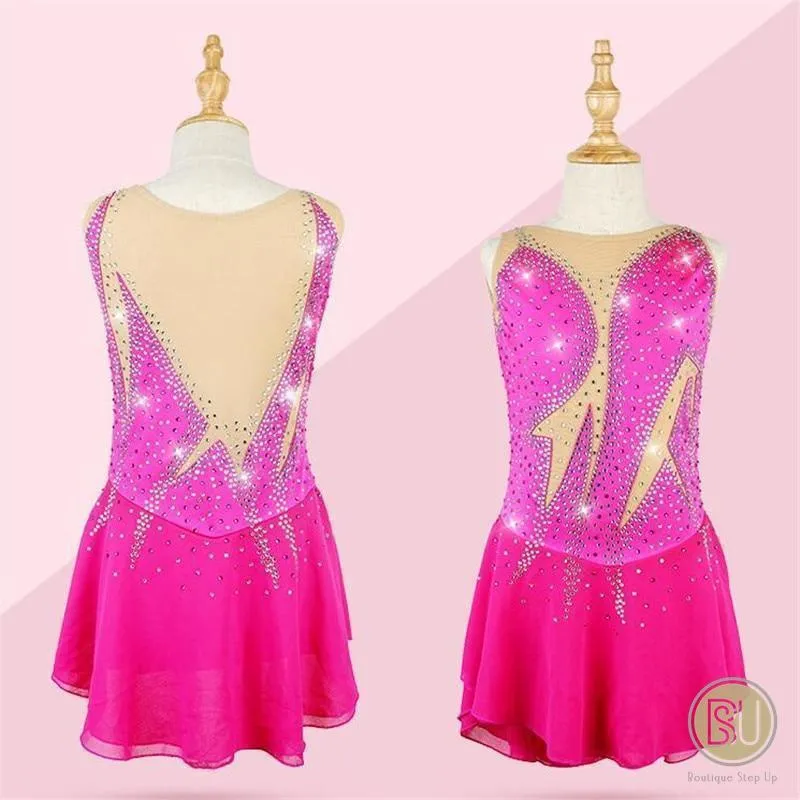 Figure Skating Dress Dark Pink Sleeveless