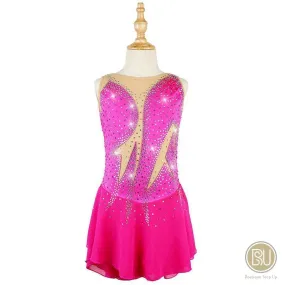 Figure Skating Dress Dark Pink Sleeveless