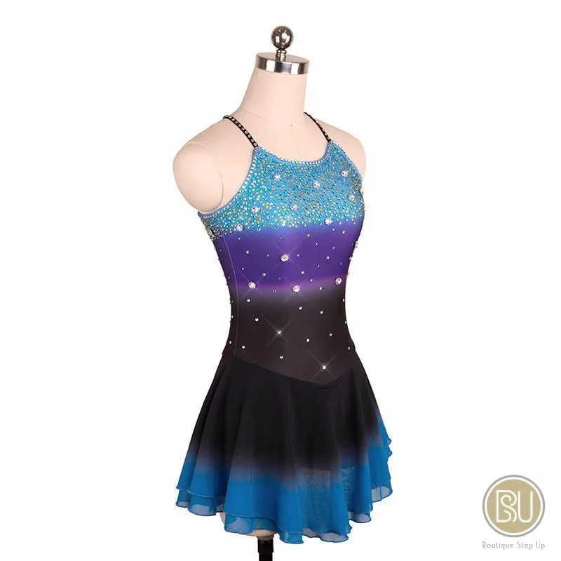 Figure Skating Dress Ombre Blue Purple Black Sleeveless BSU020202