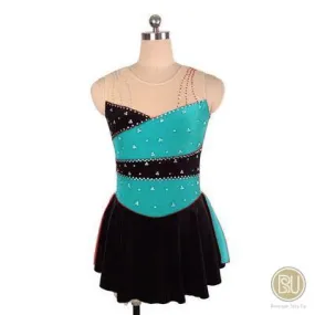 Figure Skating Dress Sleeveless 2 Tones Velvet