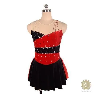 Figure Skating Dress Sleeveless 2 Tones Velvet