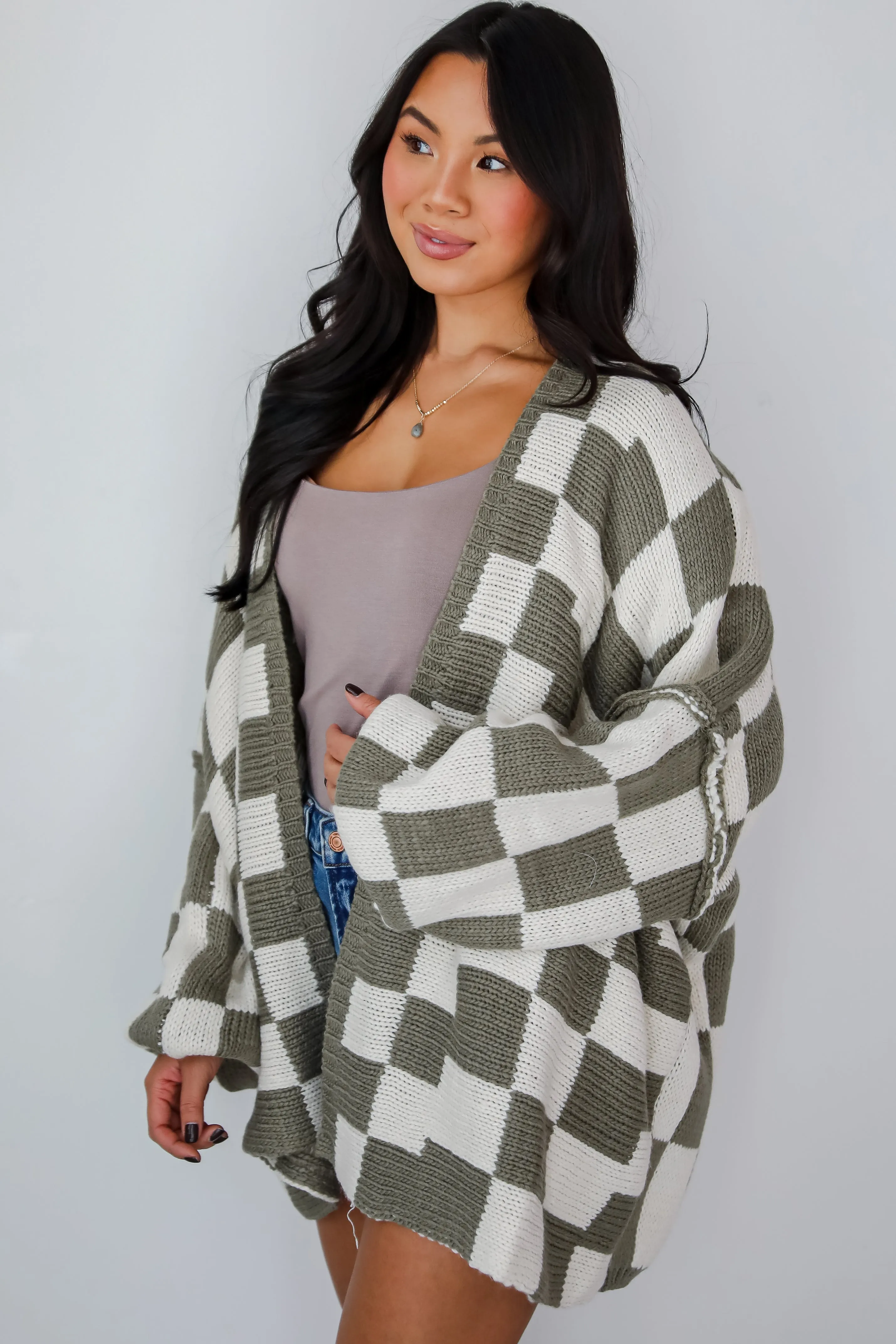 FINAL SALE - Marvelously Cozy Checkered Sweater Cardigan