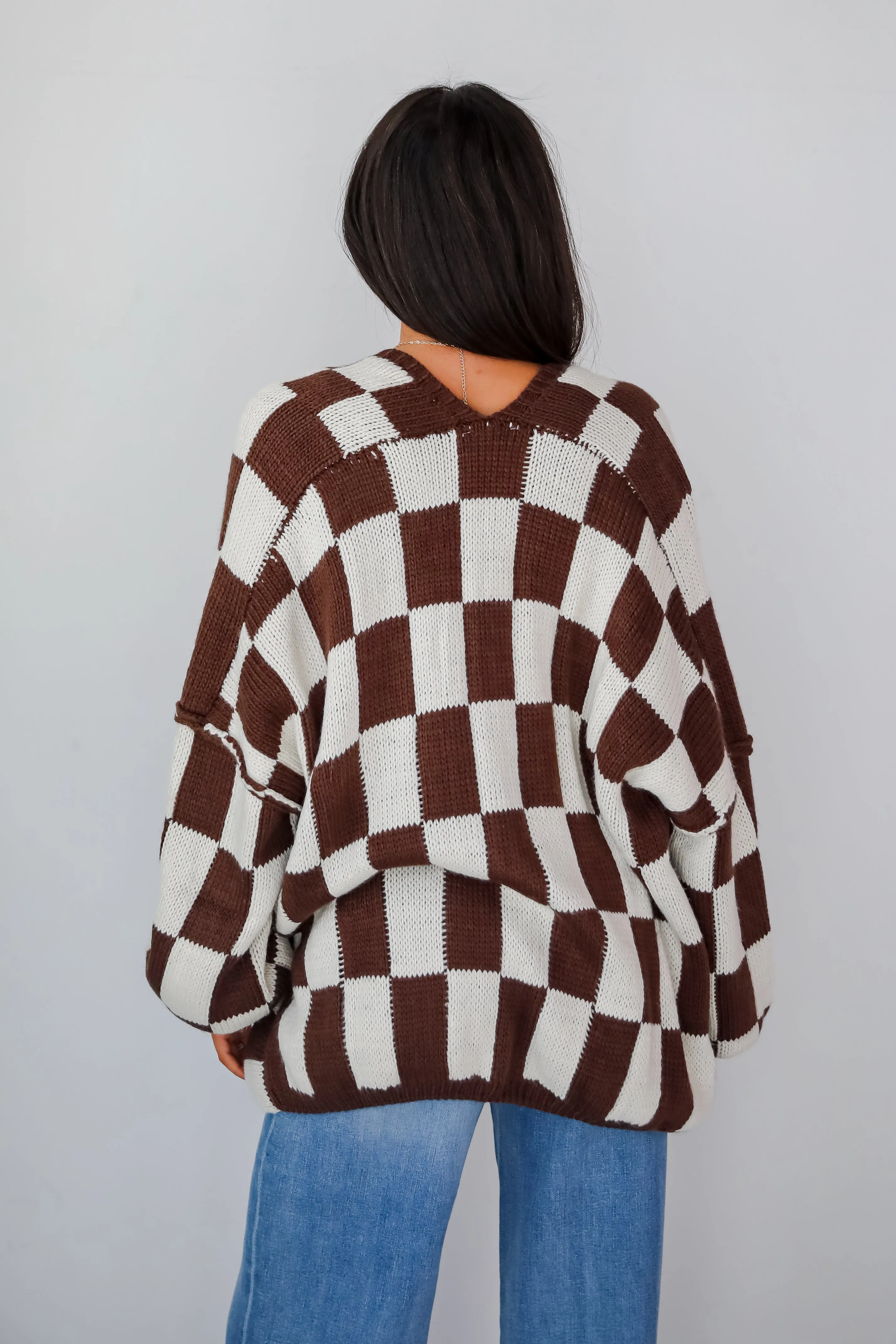 FINAL SALE - Marvelously Cozy Checkered Sweater Cardigan