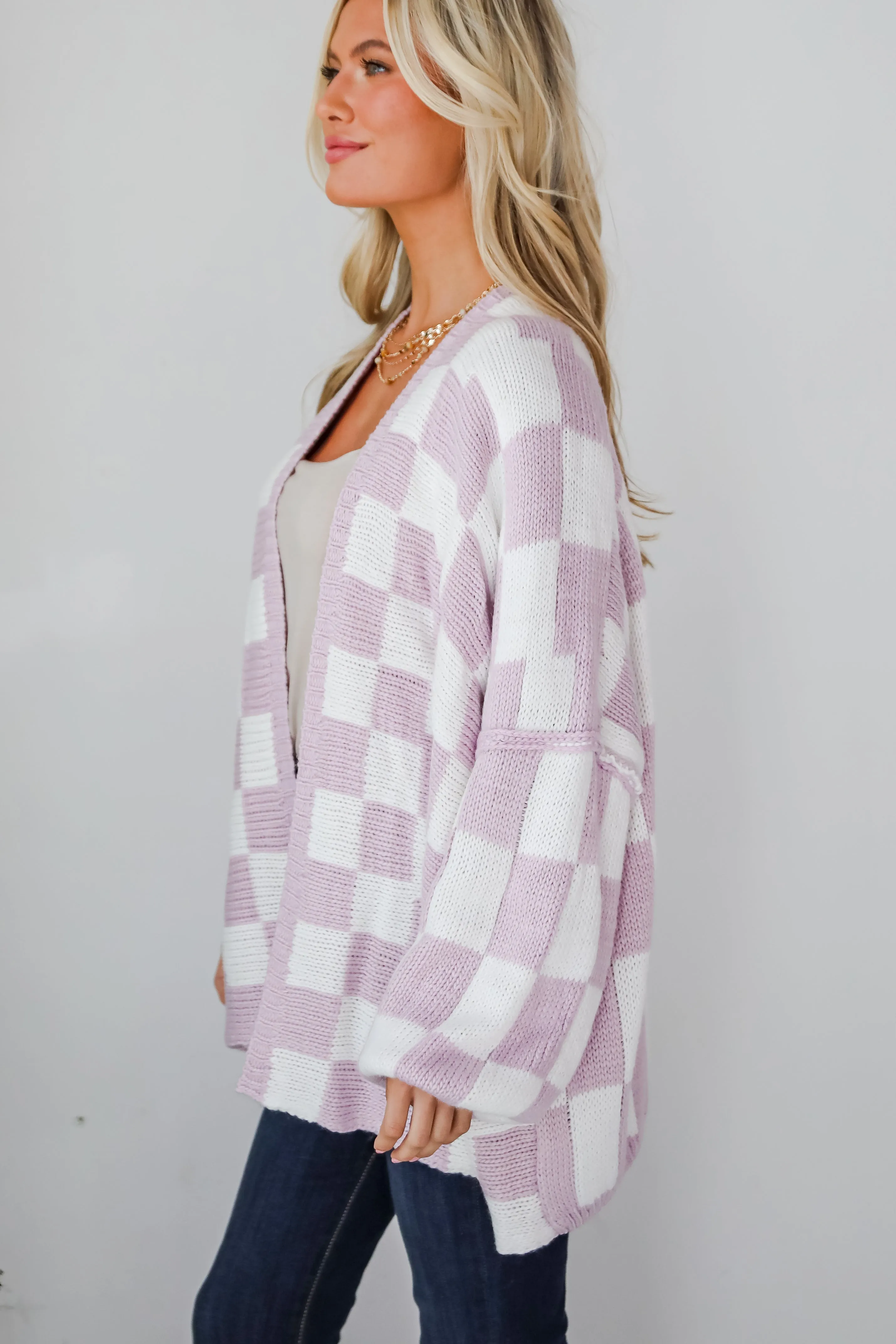 FINAL SALE - Marvelously Cozy Checkered Sweater Cardigan