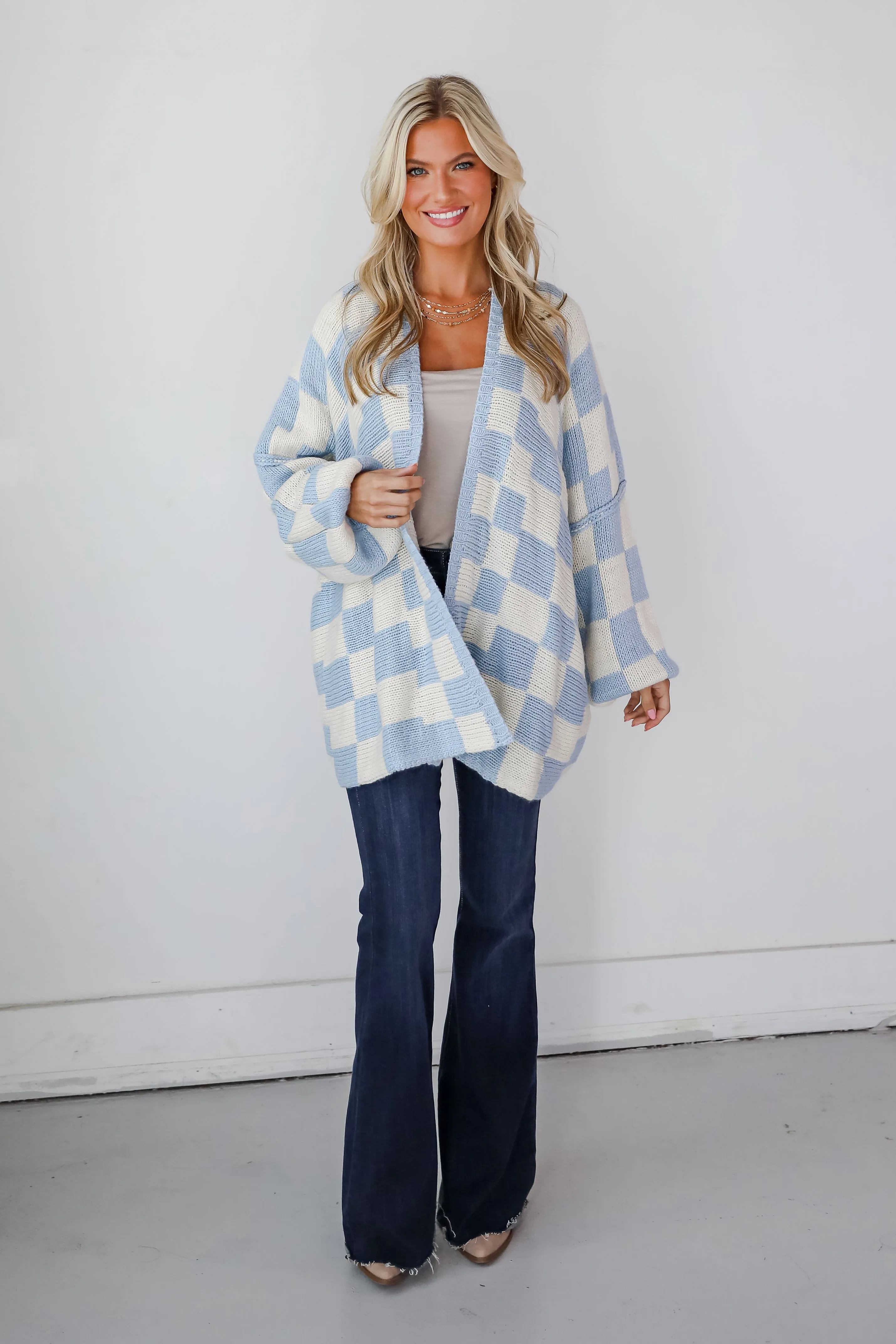 FINAL SALE - Marvelously Cozy Checkered Sweater Cardigan