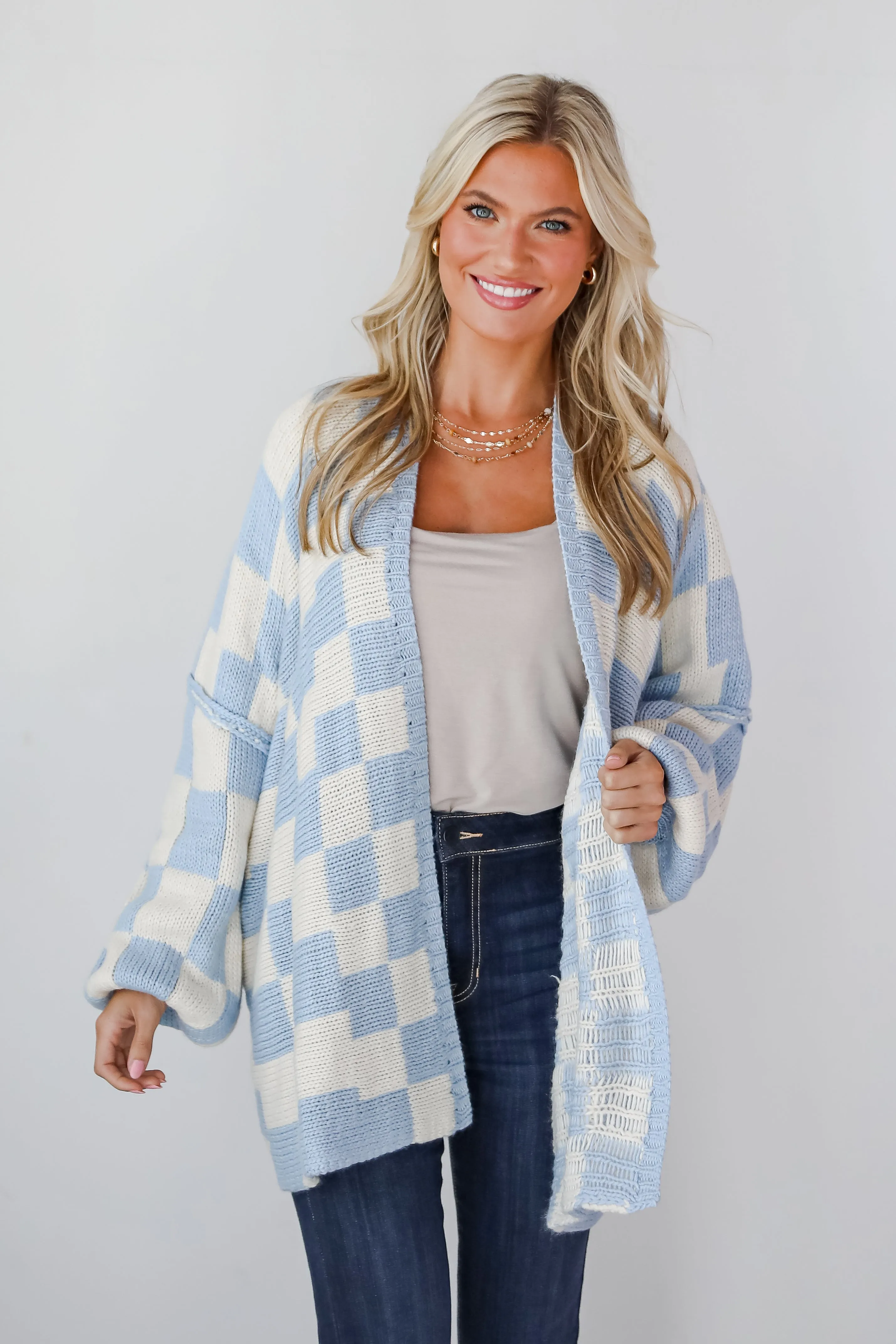 FINAL SALE - Marvelously Cozy Checkered Sweater Cardigan