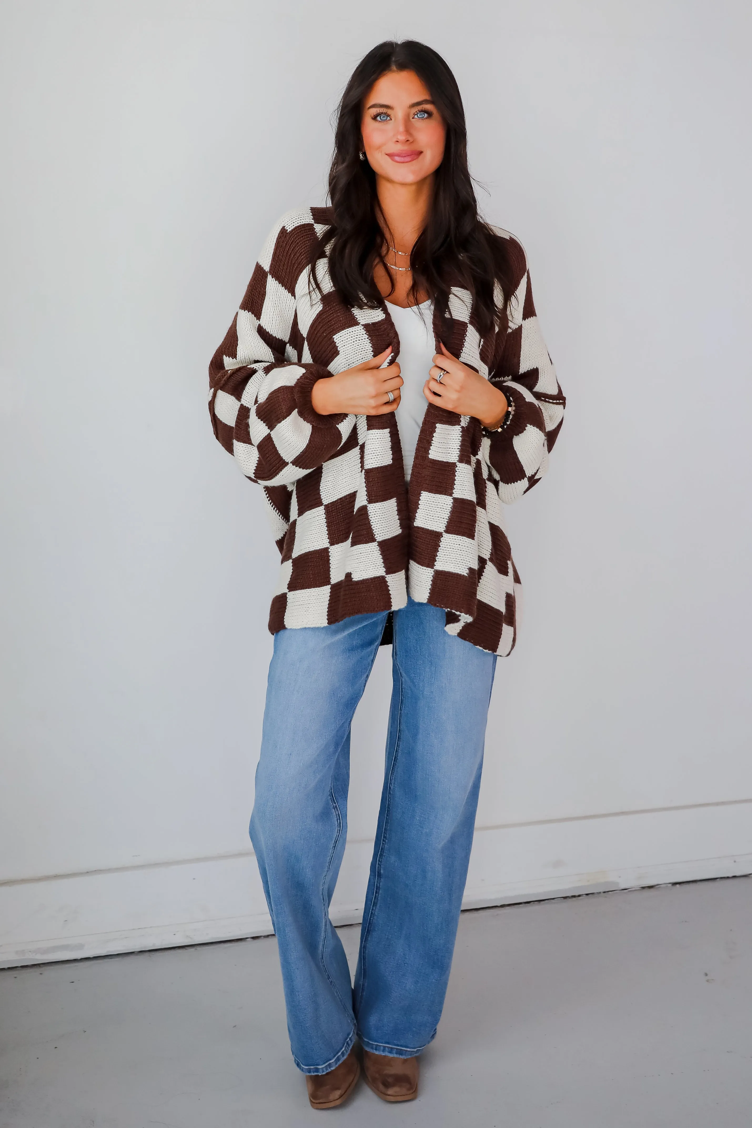 FINAL SALE - Marvelously Cozy Checkered Sweater Cardigan