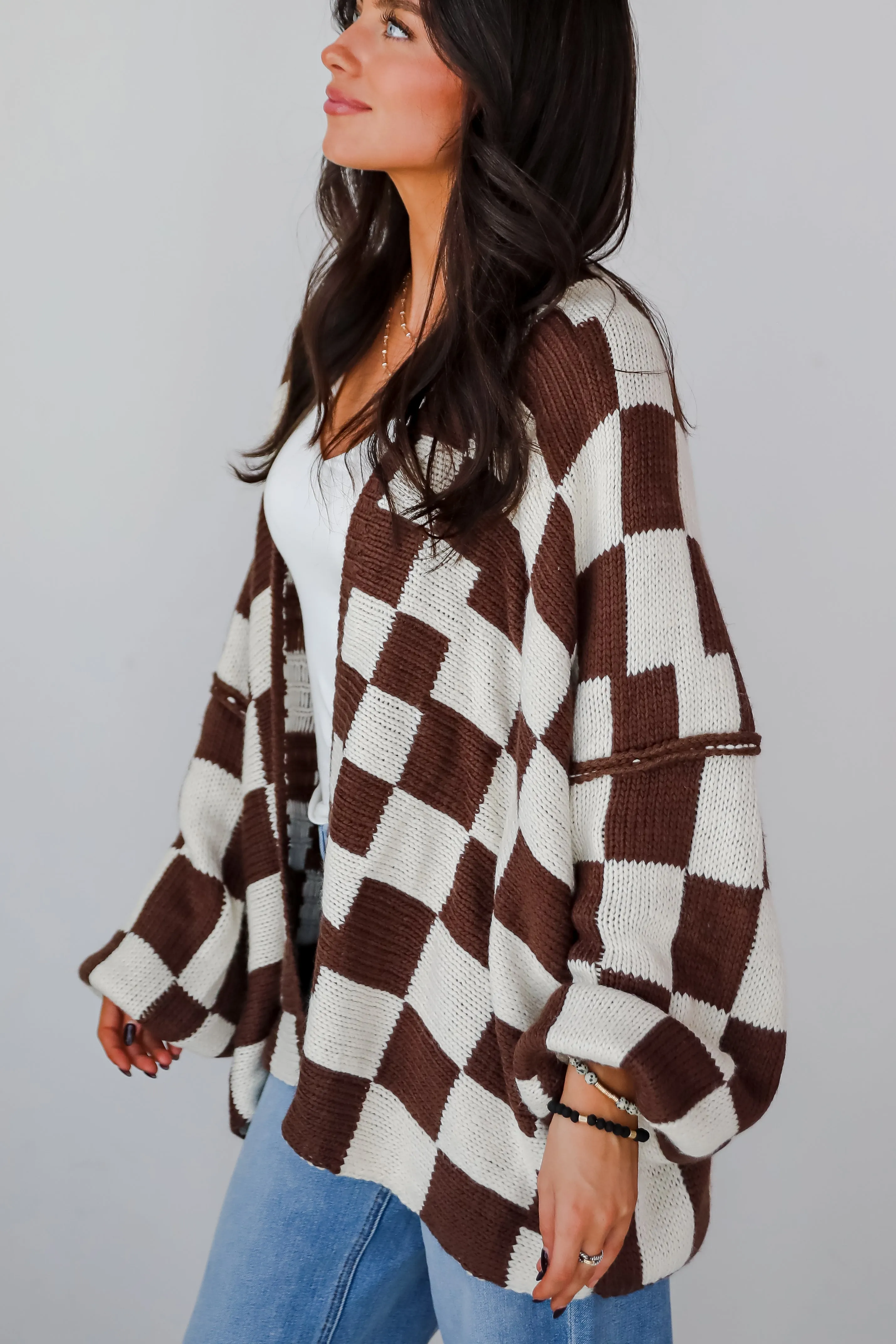 FINAL SALE - Marvelously Cozy Checkered Sweater Cardigan