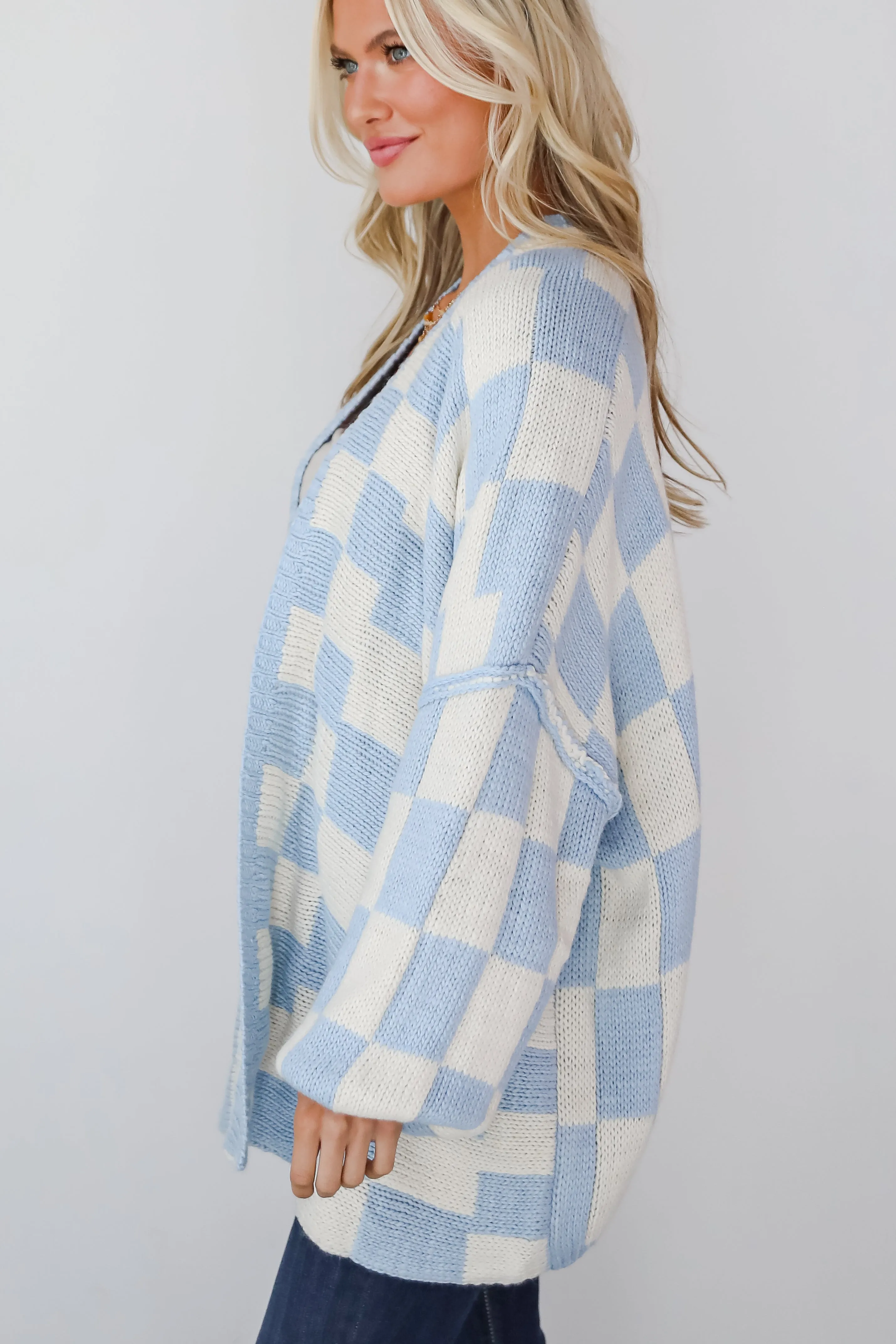 FINAL SALE - Marvelously Cozy Checkered Sweater Cardigan