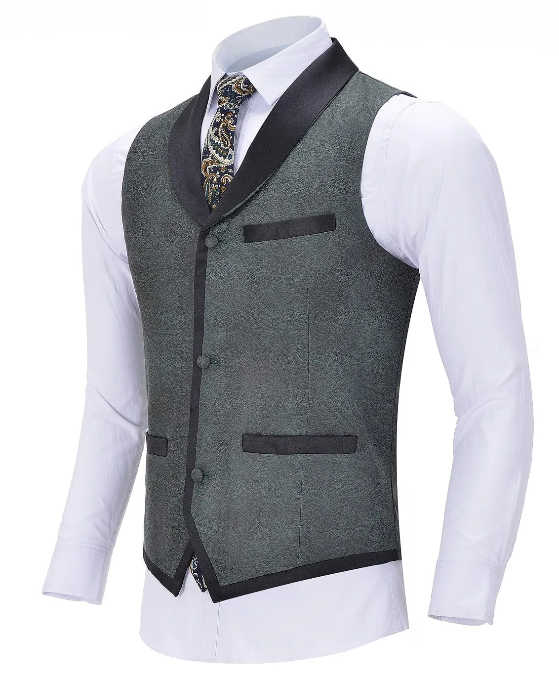 Formal Suit Vest Slim Fit Patterned Shawl Lapel Waistcoat