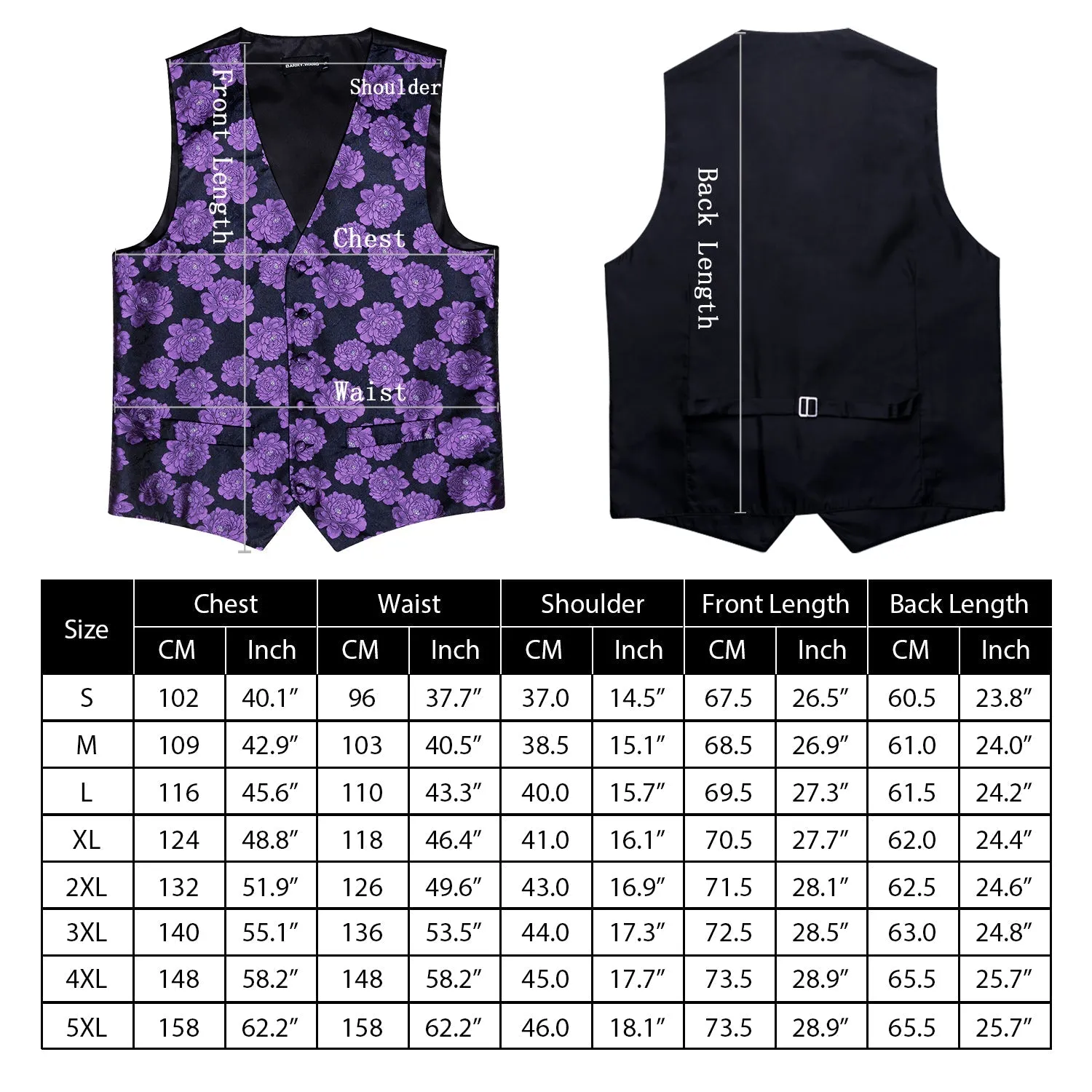 Green Purple Floral Silk Men's Vest Necktie Set Waistcoat Suit Set