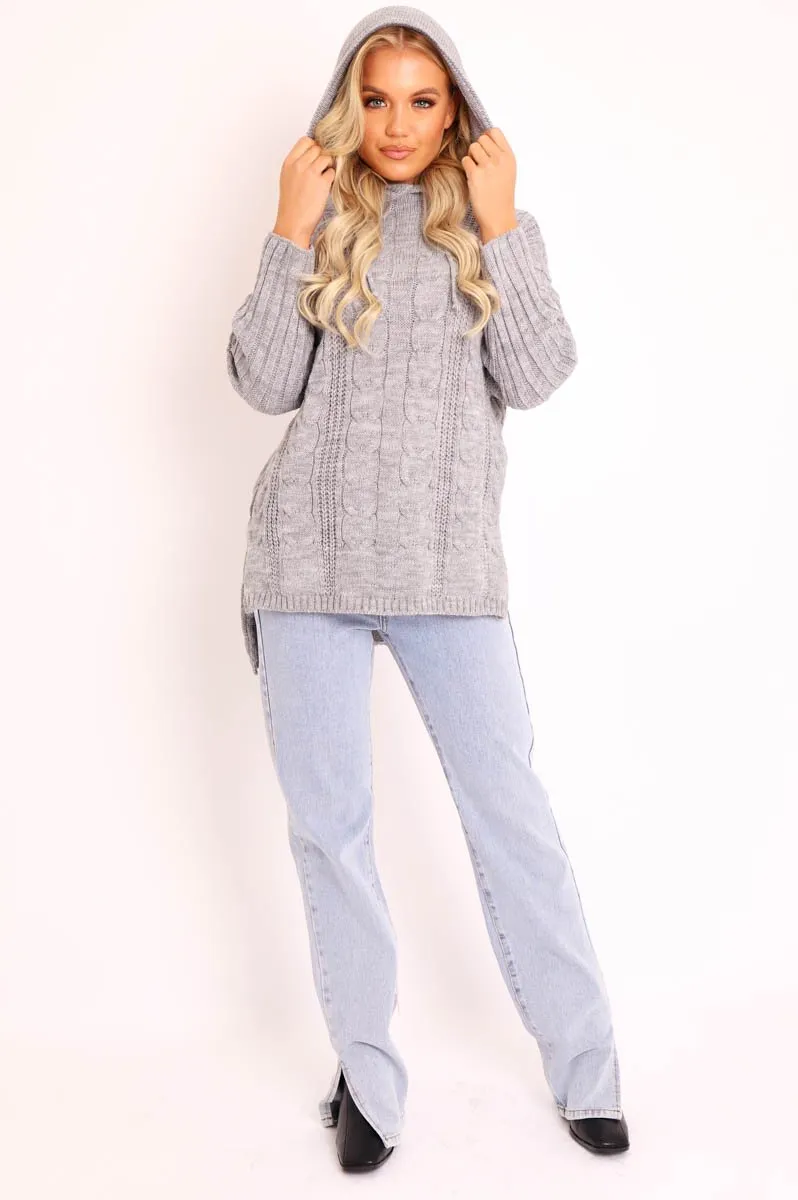 Grey Knitted Hoodie Jumper - Capri