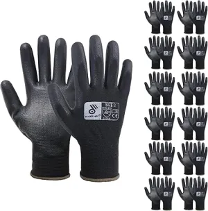 HANDLANDY PU Coated Safety Work Gloves, 6/12 Pairs Work Gloves 1129