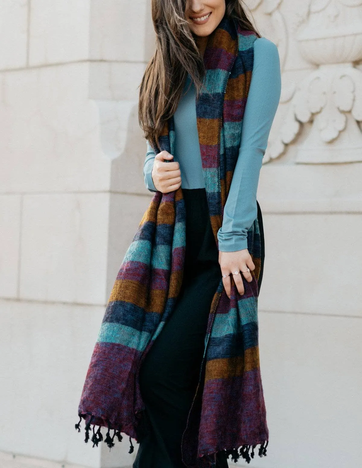 Himalayan Yak Wool Large Wrap - Multi