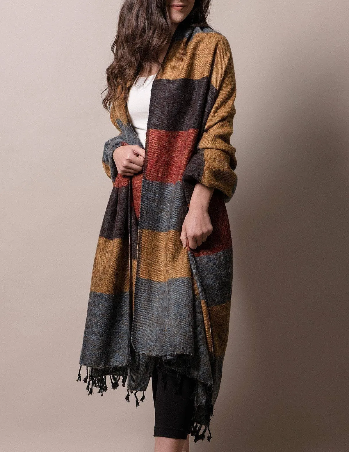 Himalayan Yak Wool Large Wrap - Sunset