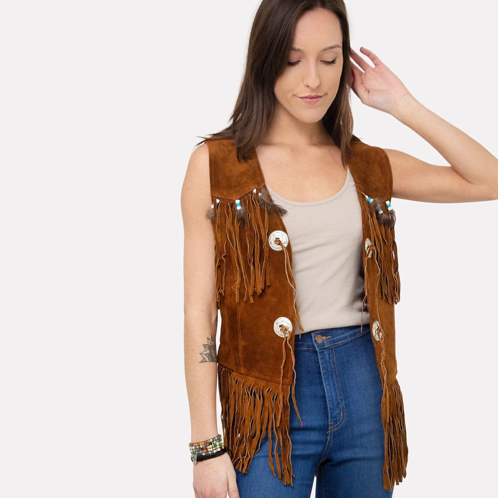 Hippie Leather Fringe Vest