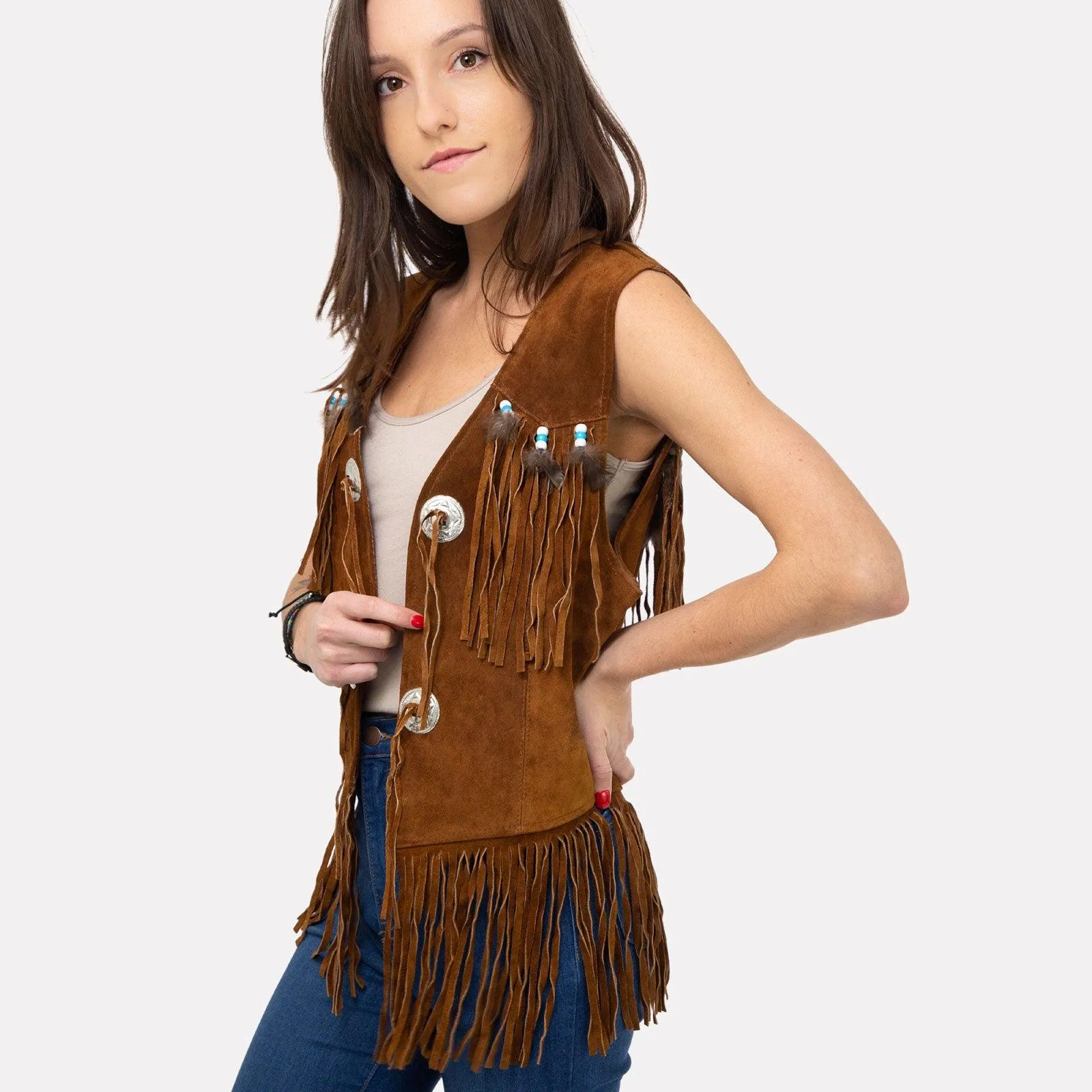 Hippie Leather Fringe Vest