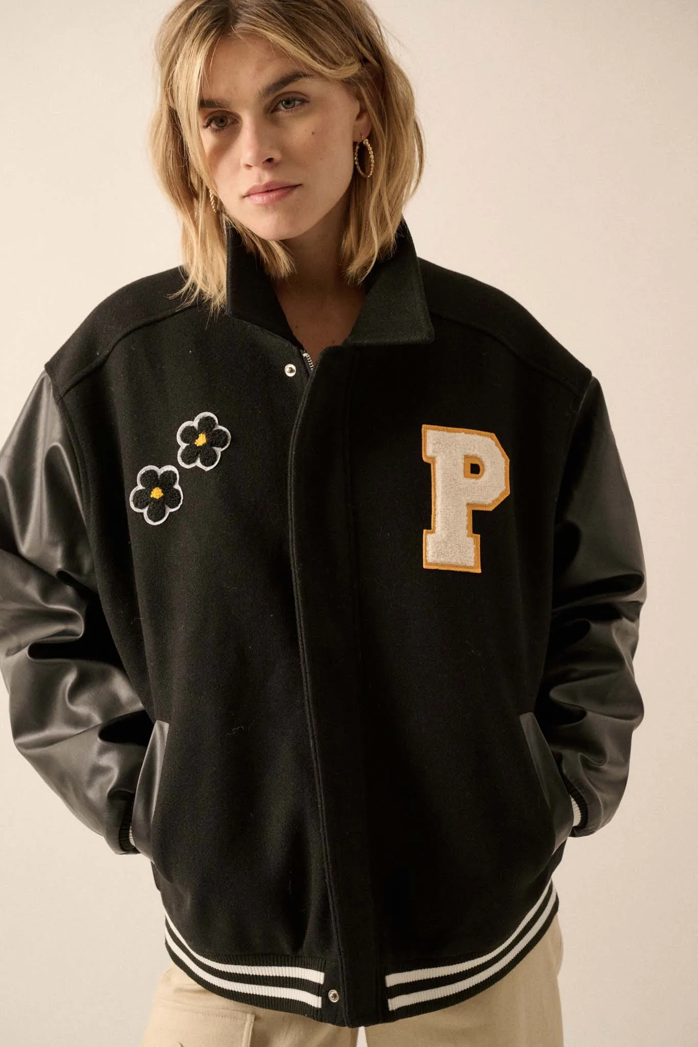 Home Team Oversize Zip-Up Varsity Jacket