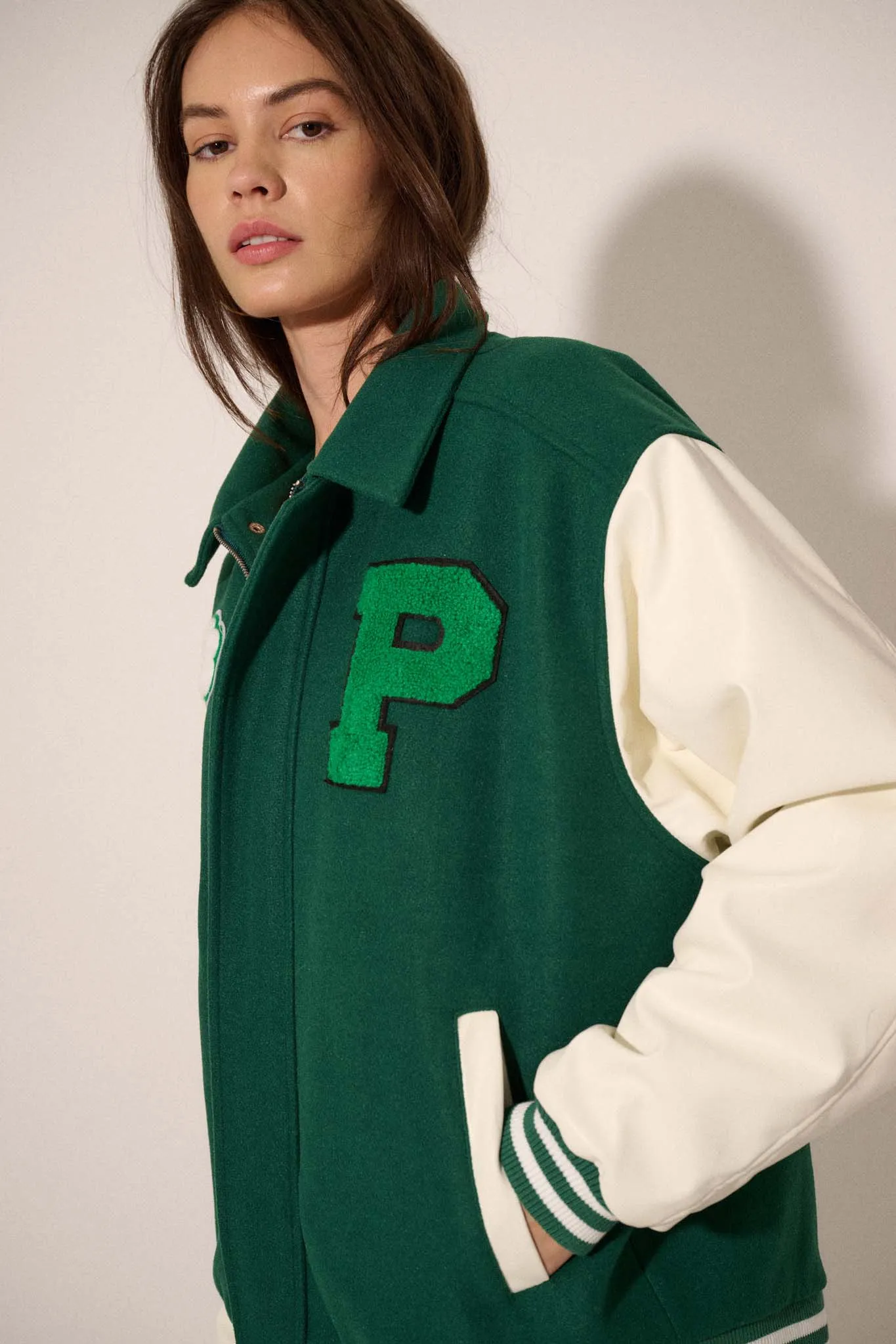 Home Team Oversize Zip-Up Varsity Jacket