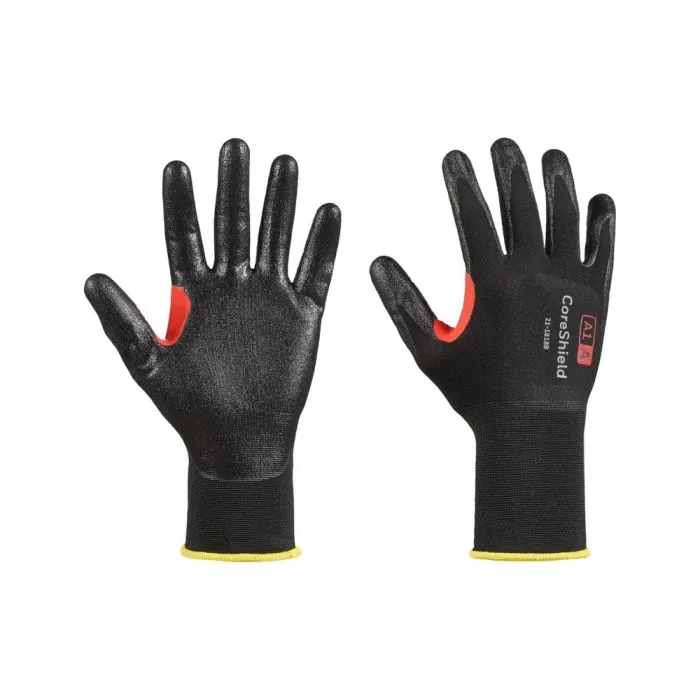 Honeywell CoreShield 21-1818B Smooth Nitrile Coating Cut Resistant Gloves, Black