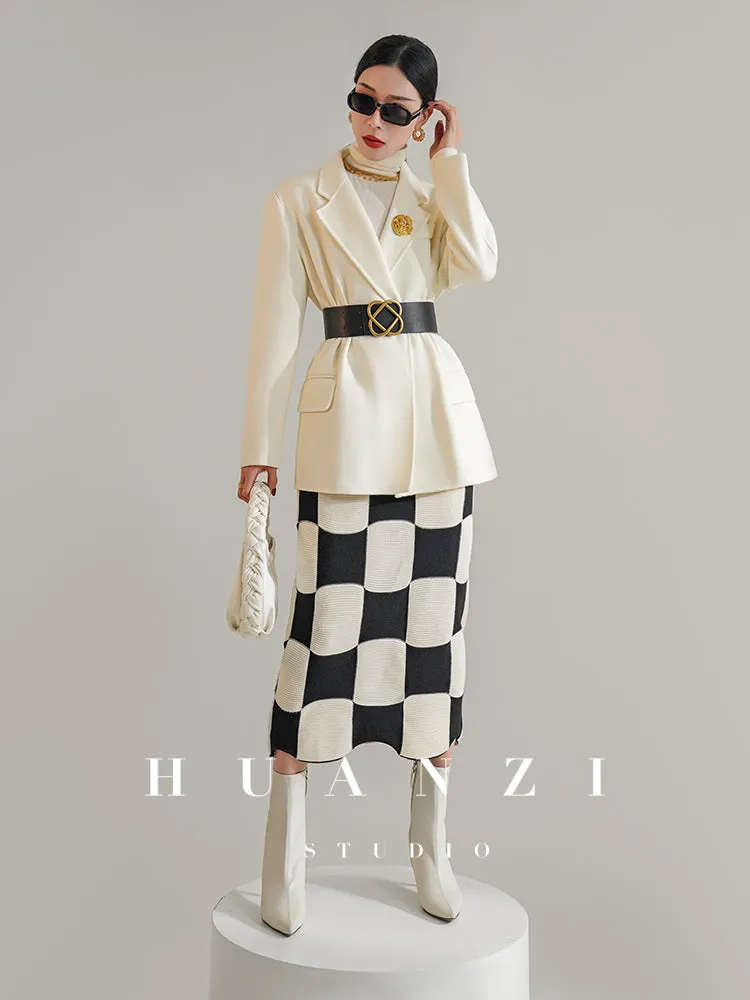 Huanzi custom-made Australian wool hand-sewn double-sided autumn winter short coat - Sakka