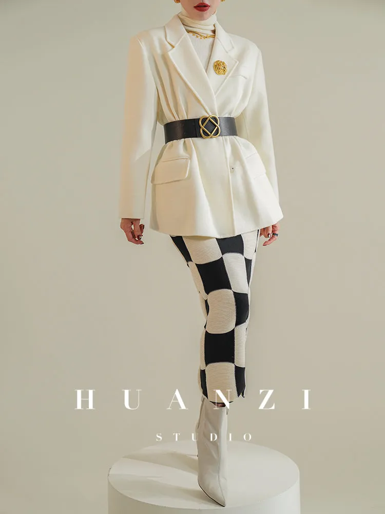 Huanzi custom-made Australian wool hand-sewn double-sided autumn winter short coat - Sakka