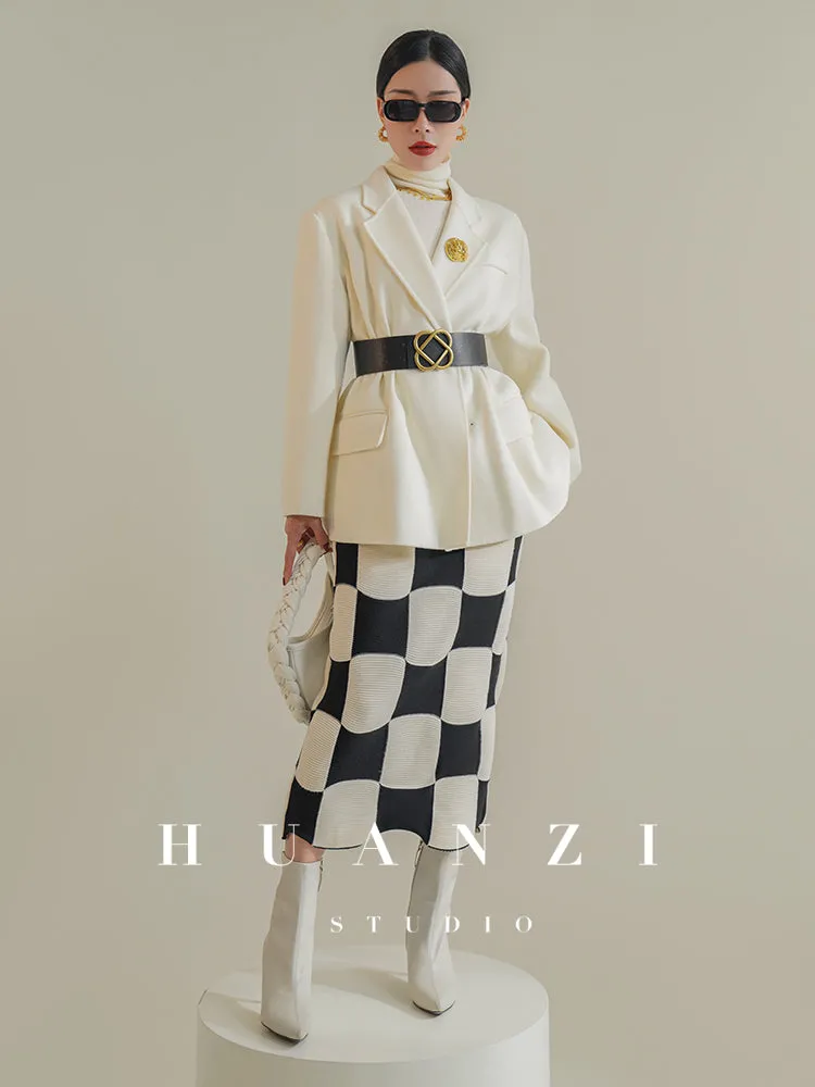 Huanzi custom-made Australian wool hand-sewn double-sided autumn winter short coat - Sakka