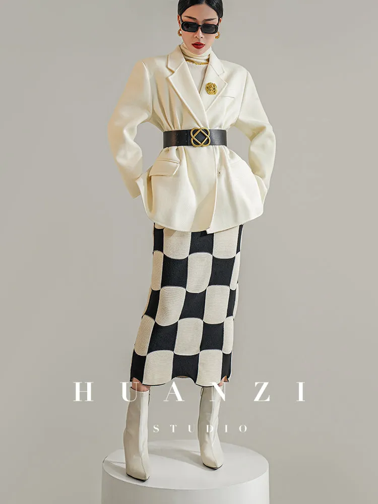 Huanzi custom-made Australian wool hand-sewn double-sided autumn winter short coat - Sakka