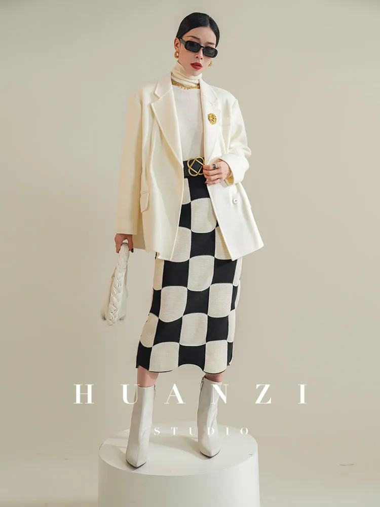 Huanzi custom-made Australian wool hand-sewn double-sided autumn winter short coat - Sakka