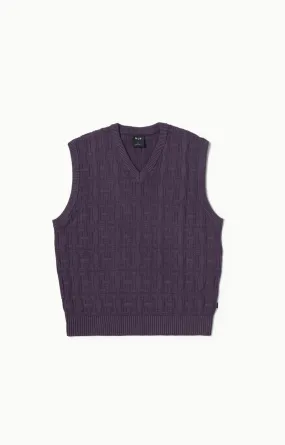 HUF Interlaced Jacquard Overdyed Vest, Raisin