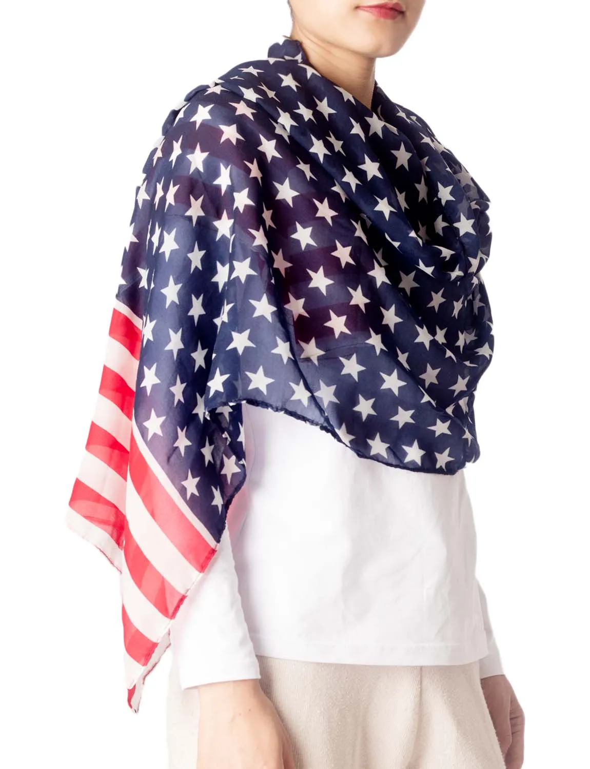 iB-iP Women's Usa American Flag Thin Lightweight Fashion Scarf