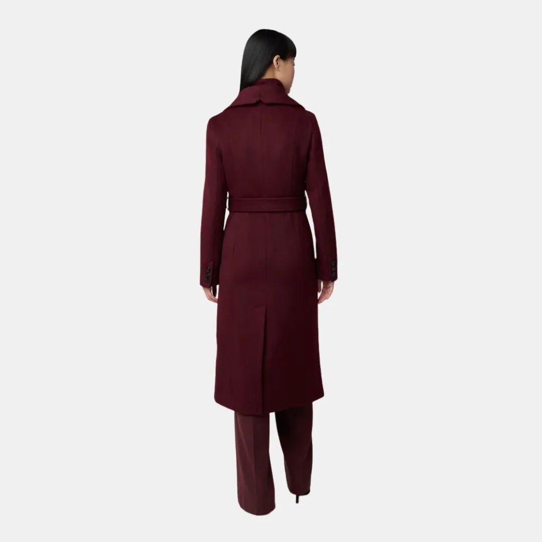 Ilana Slim-Fit Wool Coat With Bib Collar (Merlot)