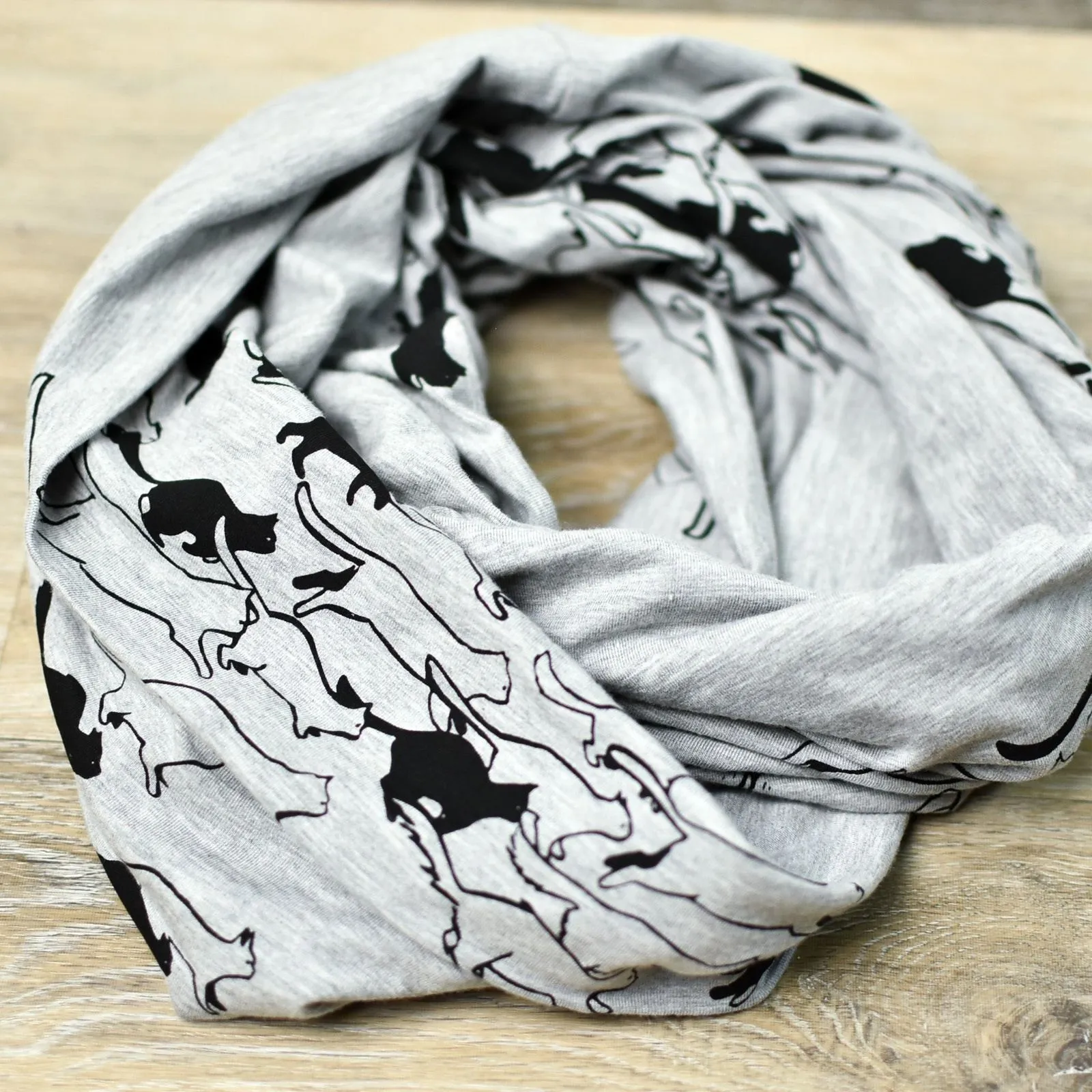 Infinity Scarf - Grey and Black Cats