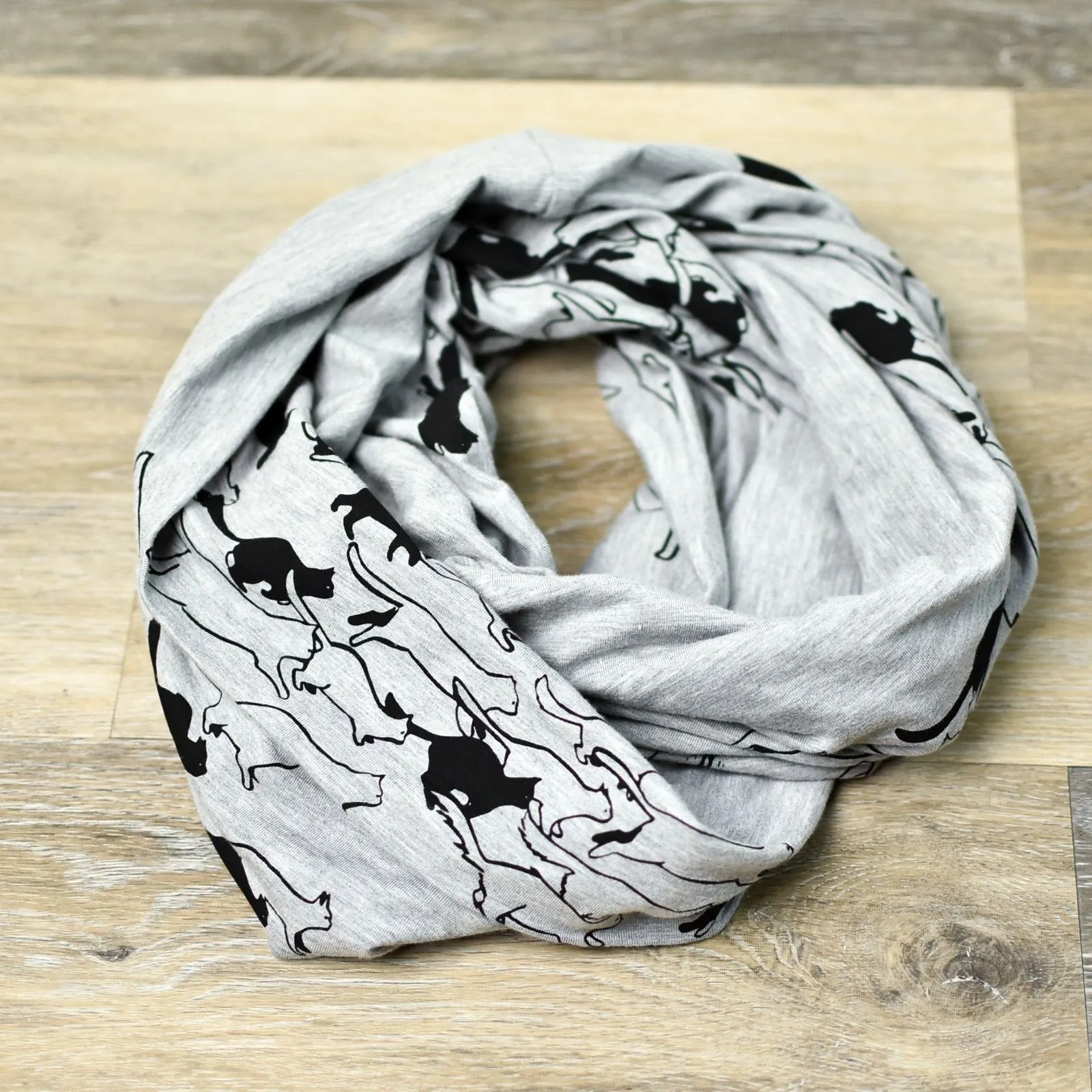 Infinity Scarf - Grey and Black Cats