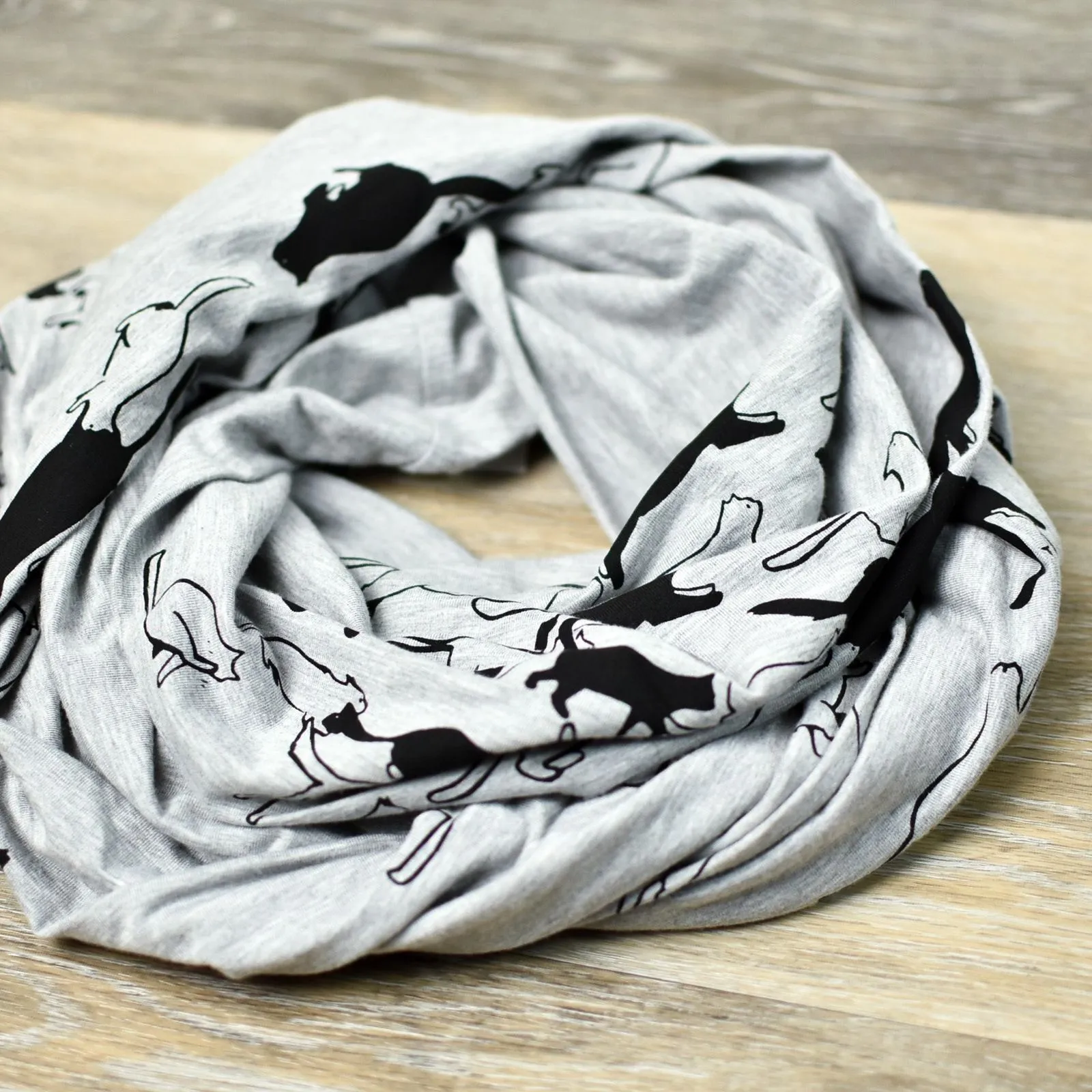 Infinity Scarf - Grey and Black Cats