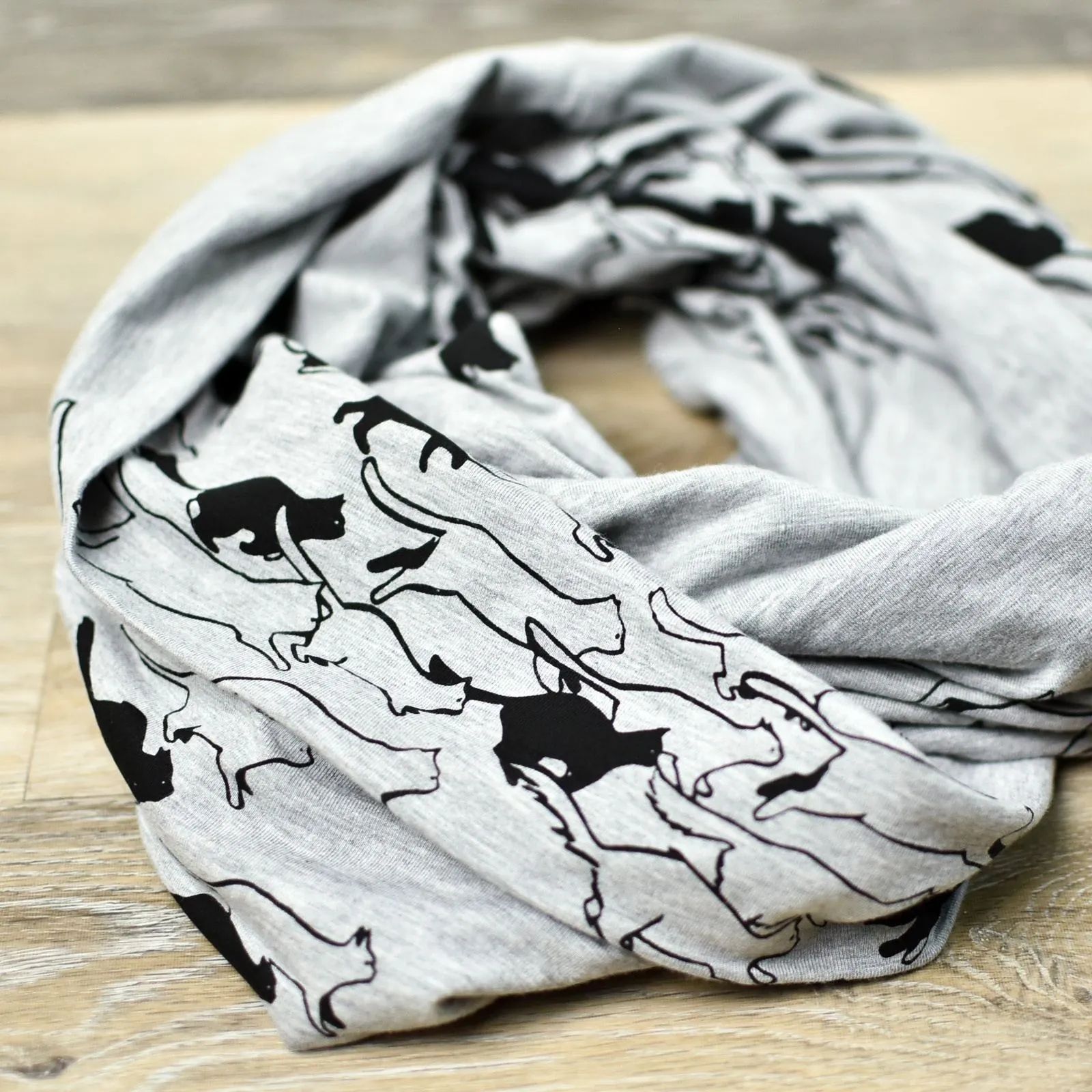 Infinity Scarf - Grey and Black Cats