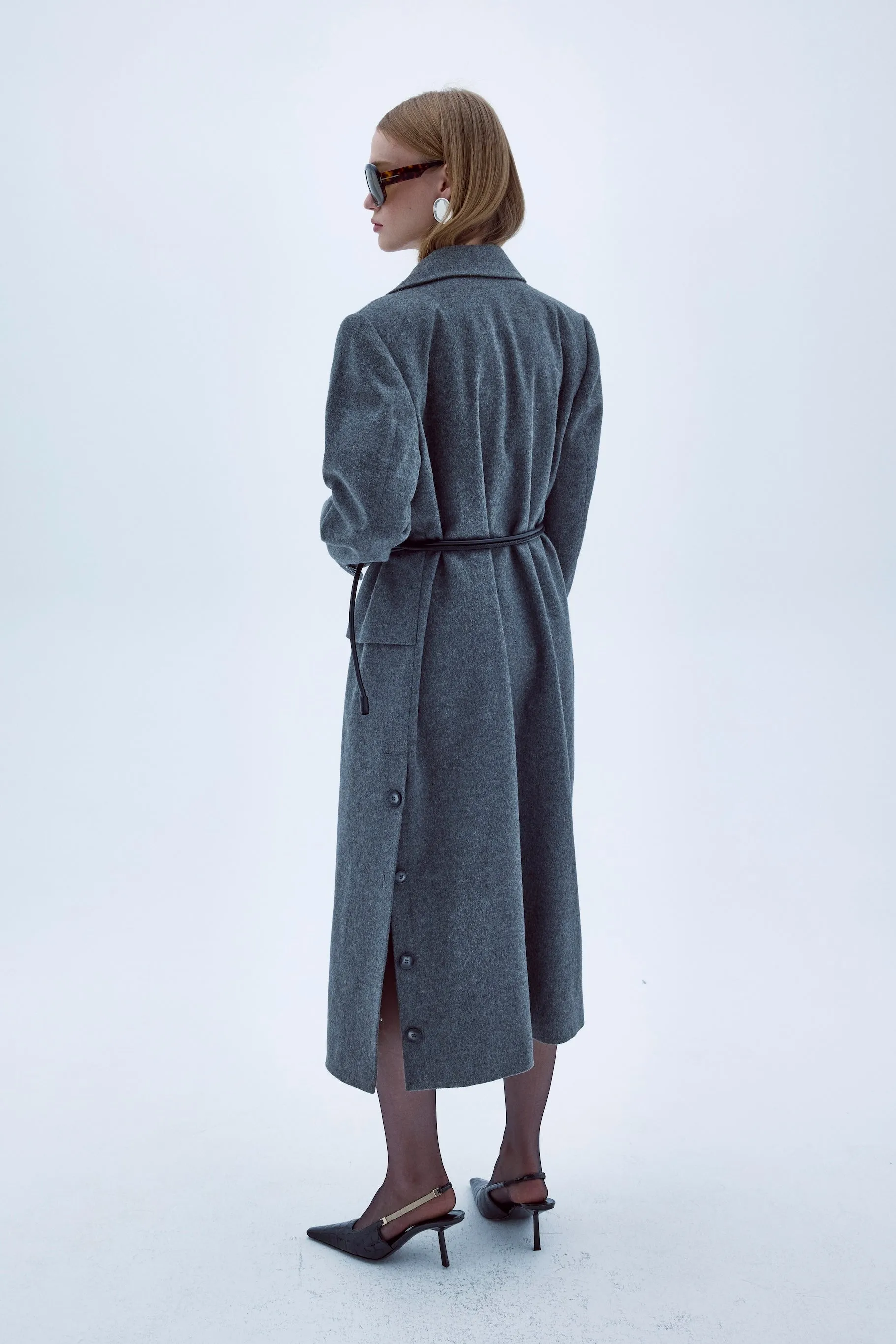 Isha Wool Coat In Dark Grey