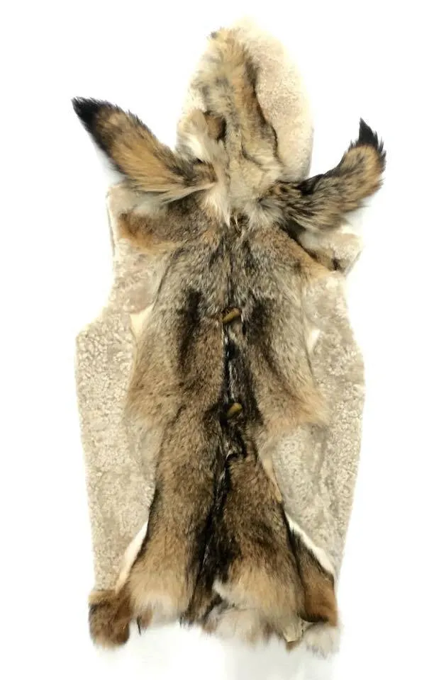 Jakewood Men's Natural Plush Fox Tail Shearling Vest