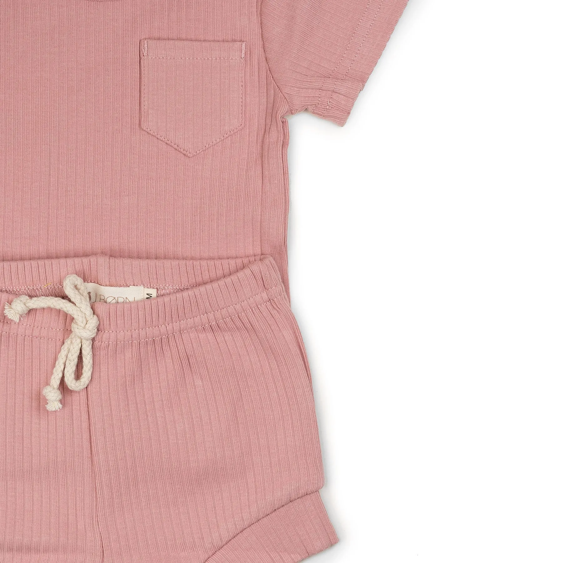 JBØRN Organic Cotton Ribbed Baby T-Shirt & Shorts Set