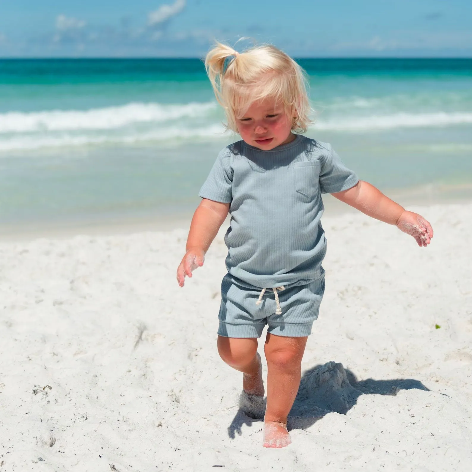 JBØRN Organic Cotton Ribbed Baby T-Shirt & Shorts Set