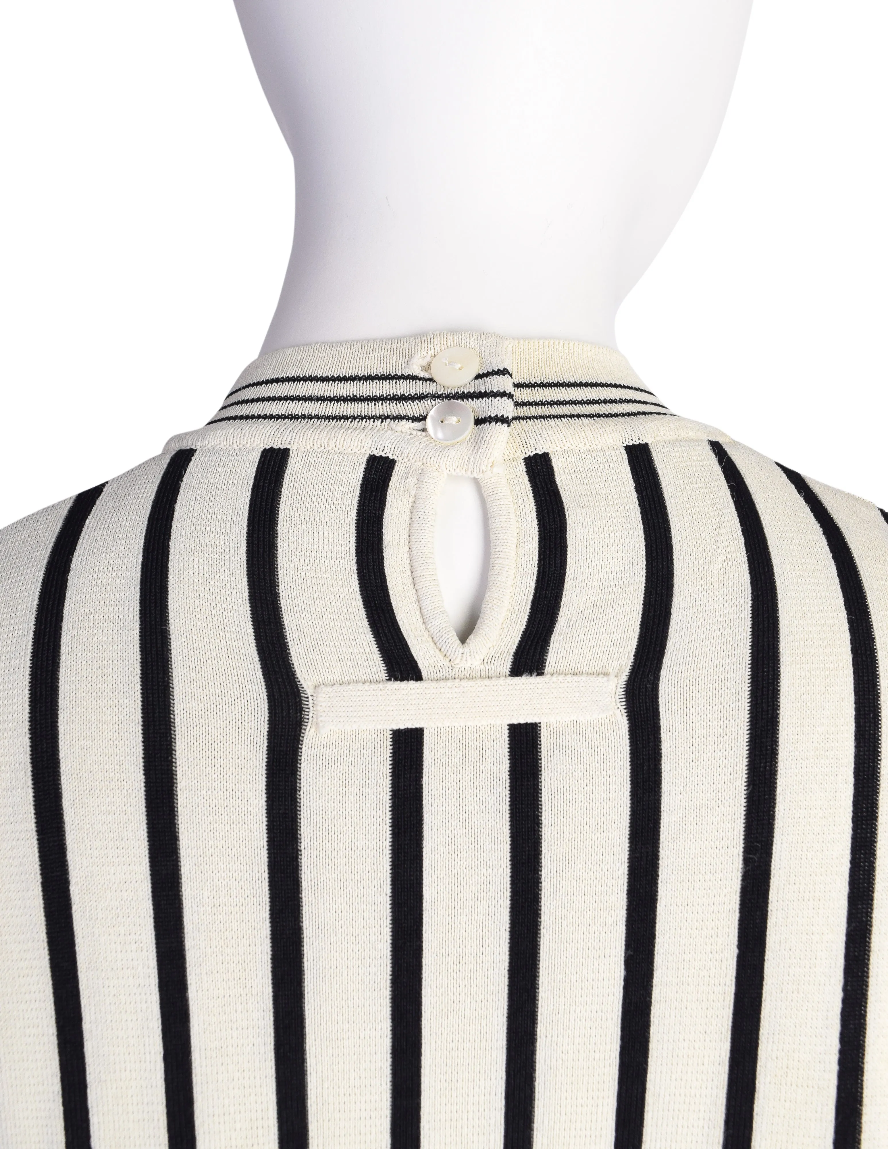 Jean Paul Gaultier Vintage Black White Striped Short Sleeved Sweater