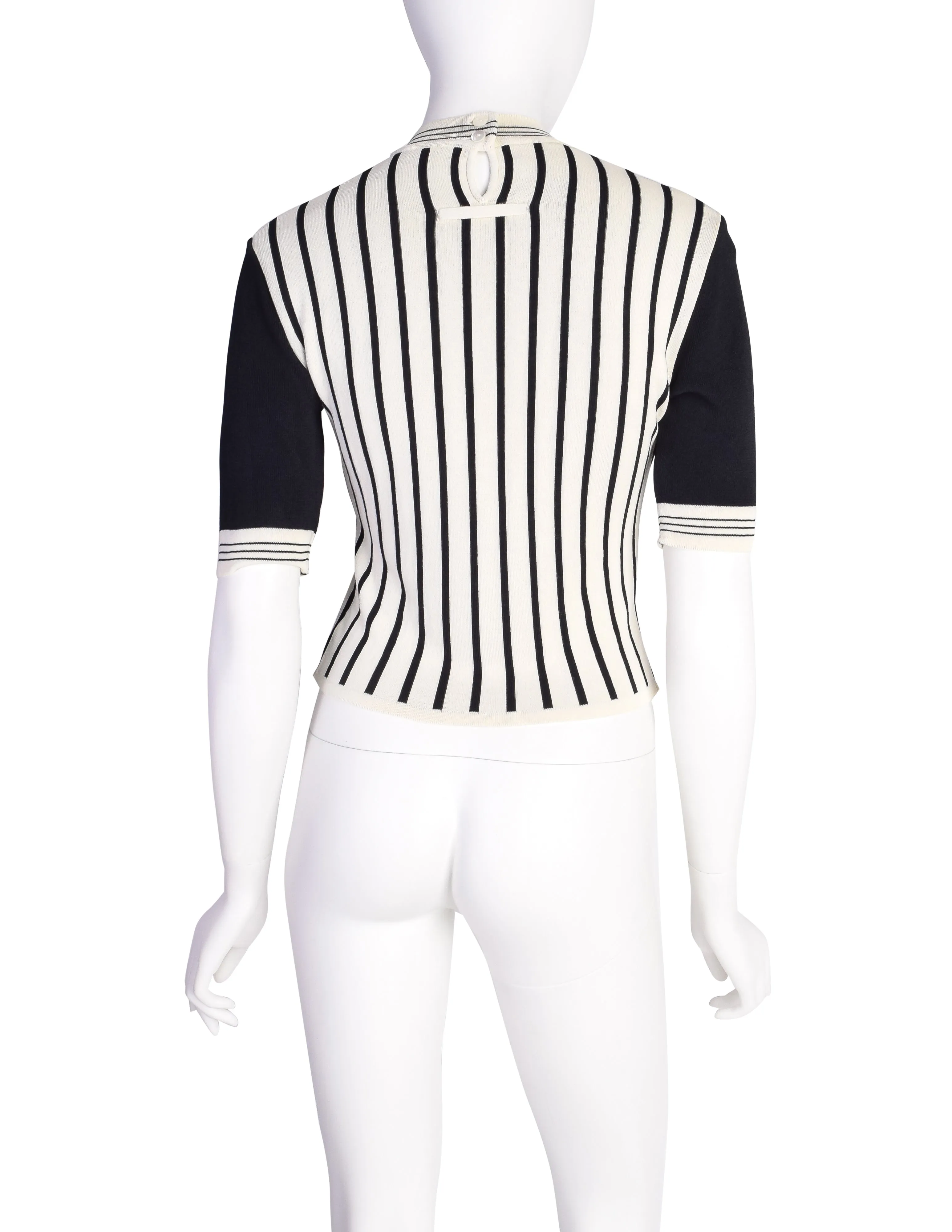 Jean Paul Gaultier Vintage Black White Striped Short Sleeved Sweater