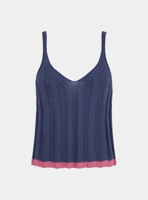 Jodie Ribbed Knitted Cami Vest - Denim