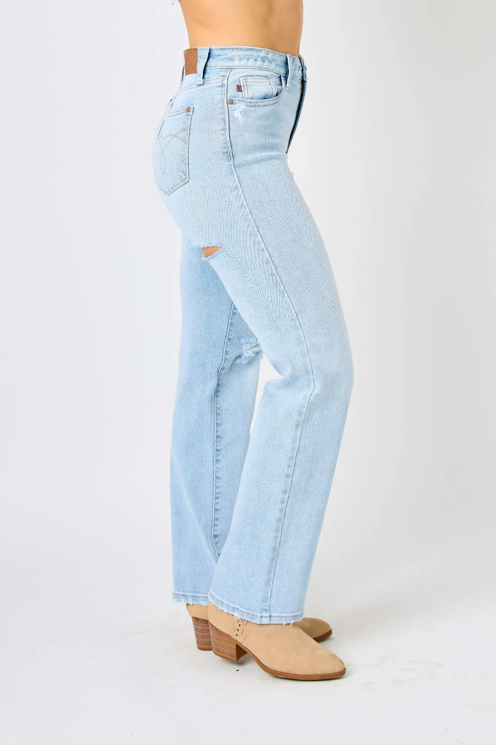 Judy Blue Full Size High Waist Distressed Straight Jeans