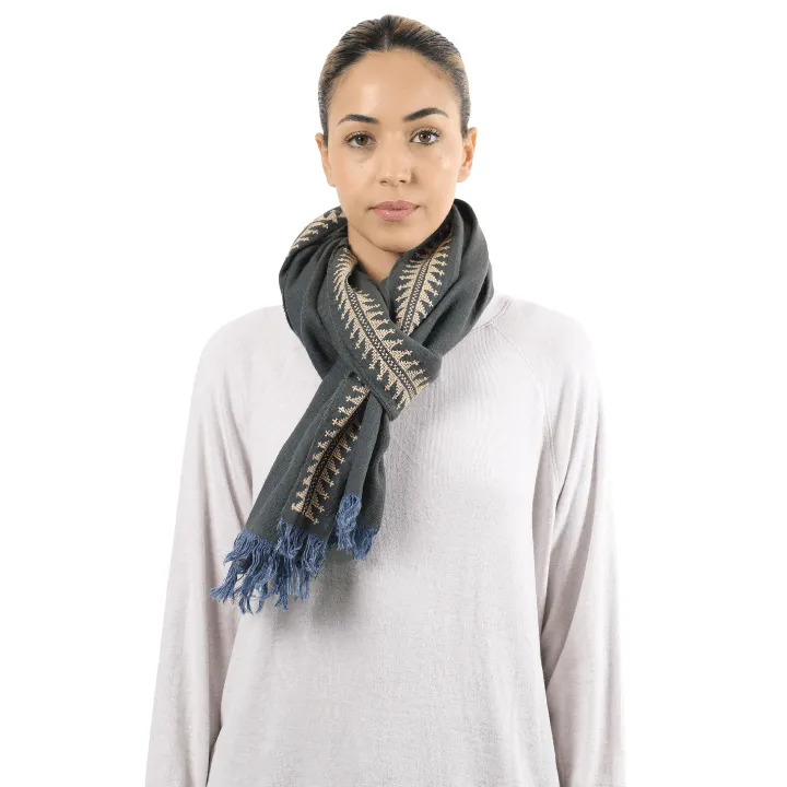 KHAKI LINEN SHAWL BEIGE MARY MAGDALENE