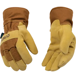 Kinco 1958 HydroFlector Heavy Duck Canvas Fabric Back Lined Suede Pigskin Waterproof Thermal Insulation Gloves (One Dozen)