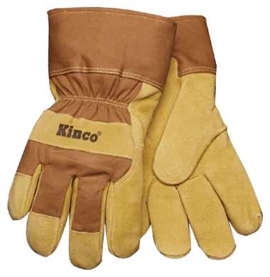 Kinco 1958 HydroFlector Heavy Duck Canvas Fabric Back Lined Suede Pigskin Waterproof Thermal Insulation Gloves (One Dozen)